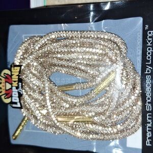SALE🎄 Loop King Champagne Rhinestone Shoe Laces with Gold Aglets‎